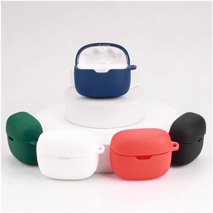 For JBL Tune 245NC Silicone Case with Anti Lost Buckle Bluetooth-compatible Earphones Protective Cover - White