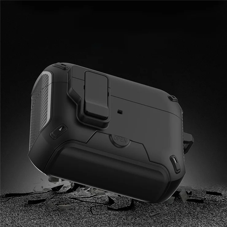 For AirPods Pro 2 Magnetic Case with Stand TPU + PC Earphone Cover with Switch and Carabiner - Green