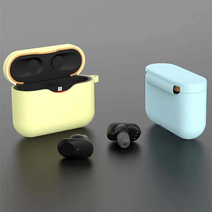 For Sony WF-1000XM3 Soft Silicone Earphone Case Anti-fall Earbuds Charging Box Protective Cover - Lavender Grey