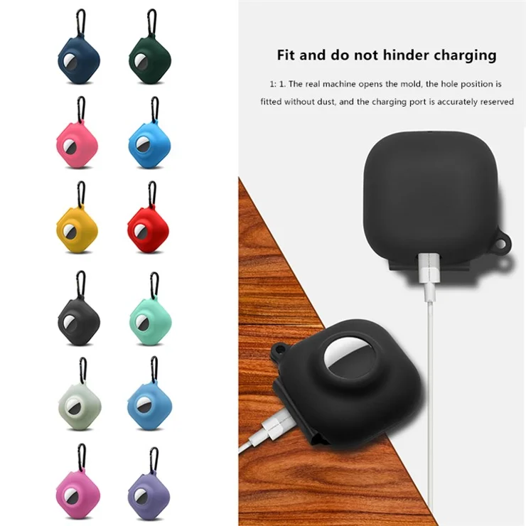For Beats Fit Pro + Apple AirTag Multi-Color 2-in-1 Washable Silicone Protective Case - Lavender Gray