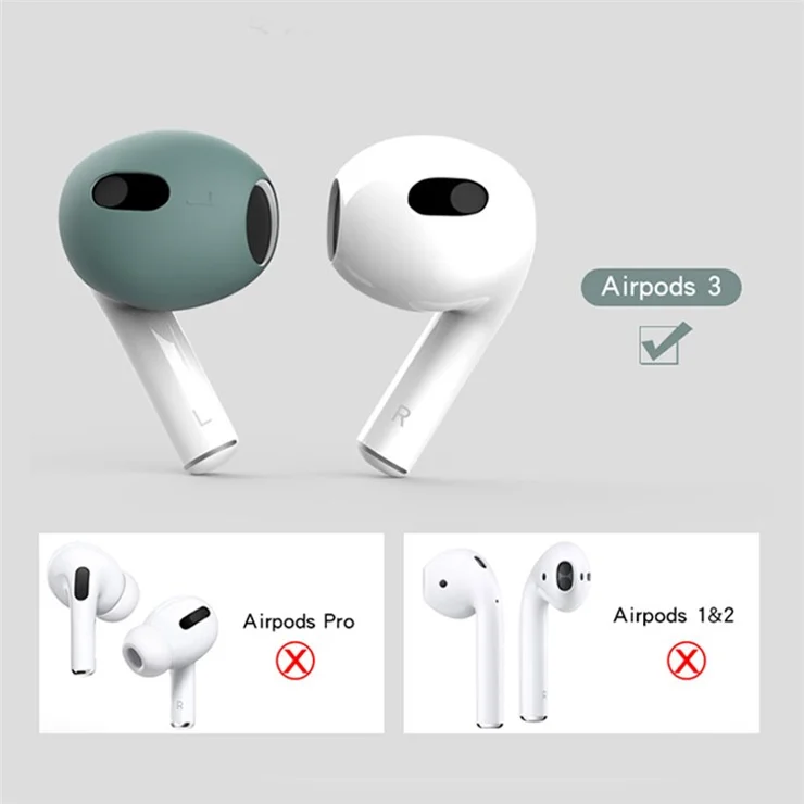 For Apple AirPods 3 Portable Protective Case Earbuds Soft Silicone Protector with Ear Caps - White