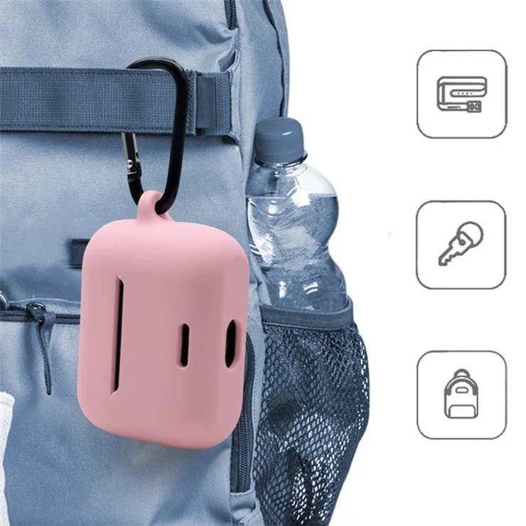 Anti-fall Silicone Case for TOZO NC2 Wireless Bluetooth-compatible Headphones Cover with Anti-lost Carabiner - Blackish Green