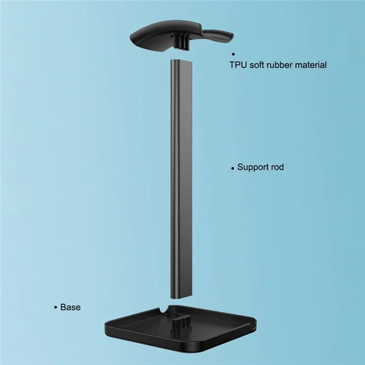 Z10 Desktop Over-ear Headphone Stand ABS+TPU Headset Holder Mount with Solid Base - Black