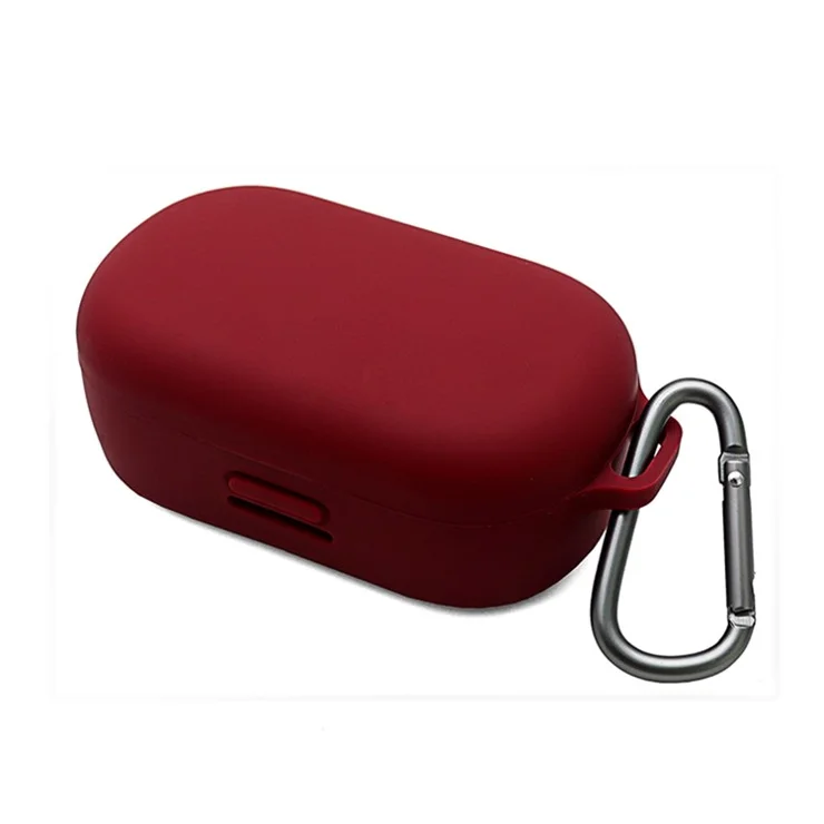 For Bose QuietComfort Earbuds Silicone Cover Bluetooth-compatible TWS Earphone Protective Sleeve Case with Anti-lost Buckle - Wine Red