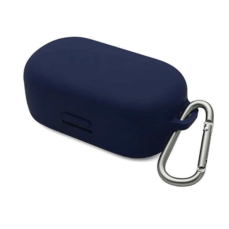 For Bose QuietComfort Earbuds Silicone Cover Bluetooth-compatible TWS Earphone Protective Sleeve Case with Anti-lost Buckle - Dark Blue