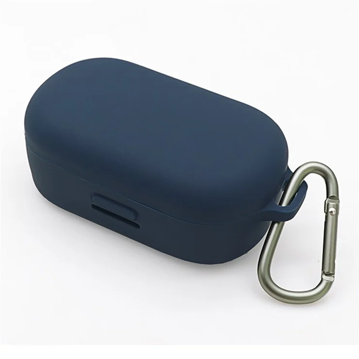 For Bose QuietComfort Earbuds Silicone Cover Bluetooth-compatible TWS Earphone Protective Sleeve Case with Anti-lost Buckle - Midnight Blue
