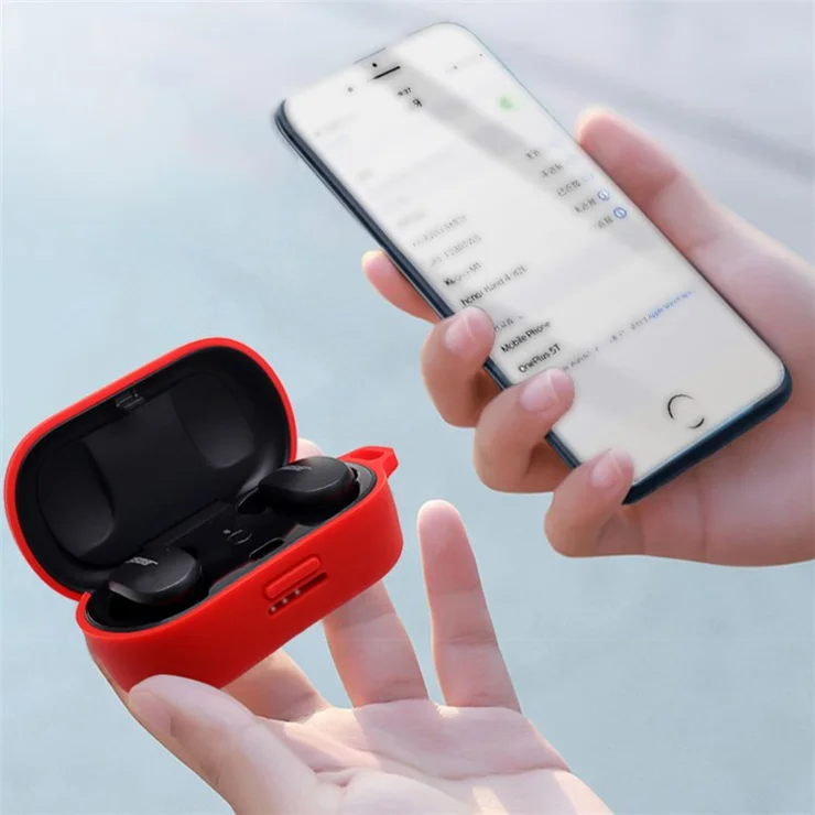 For Bose QuietComfort Earbuds Silicone Cover Bluetooth-compatible TWS Earphone Protective Sleeve Case with Anti-lost Buckle - Midnight Blue
