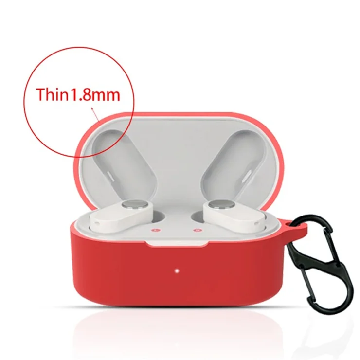 For OnePlus Buds N / Nord Buds Bluetooth-compatible Earphone Silicone Cover Anti-scratch Case with Anti-lost Buckle - Dark Blue