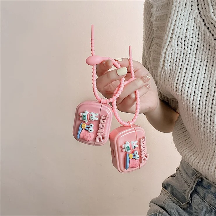 For Apple AirPods 3 Scratch Resistant Earbuds Protective Case Phantom Pink Snail Bunny Headphone Cover Shockproof Earphone Cover with Silicone Strap