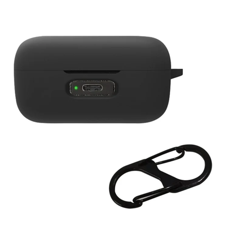 For Sennheiser Momentum True Wireless 3 Silicone Case Bluetooth-compatible Earphone Protective Cover with Anti-lost Buckle - Black