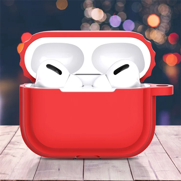 For AirPods Pro 2 Soft Silicone Skin Cover Full Protection Earphones Portable Carrying Case with Keychain Hook - Grey