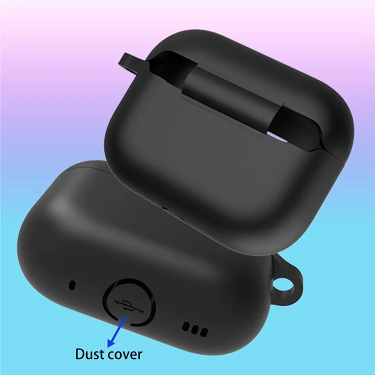 3 in 1 For AirPods Pro 2 Bluetooth-compatible Earphone Silicone Protective Cover + Anti-lost Rope + Hanging Buckle - Dark Purple