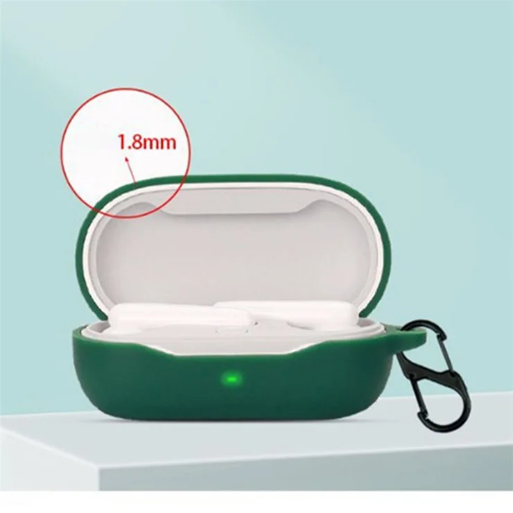 Drop Protection Case for Huawei FreeBuds SE Earphone Charging Box, Silicone Soft Cover with Carrying Buckle - Blackish Green