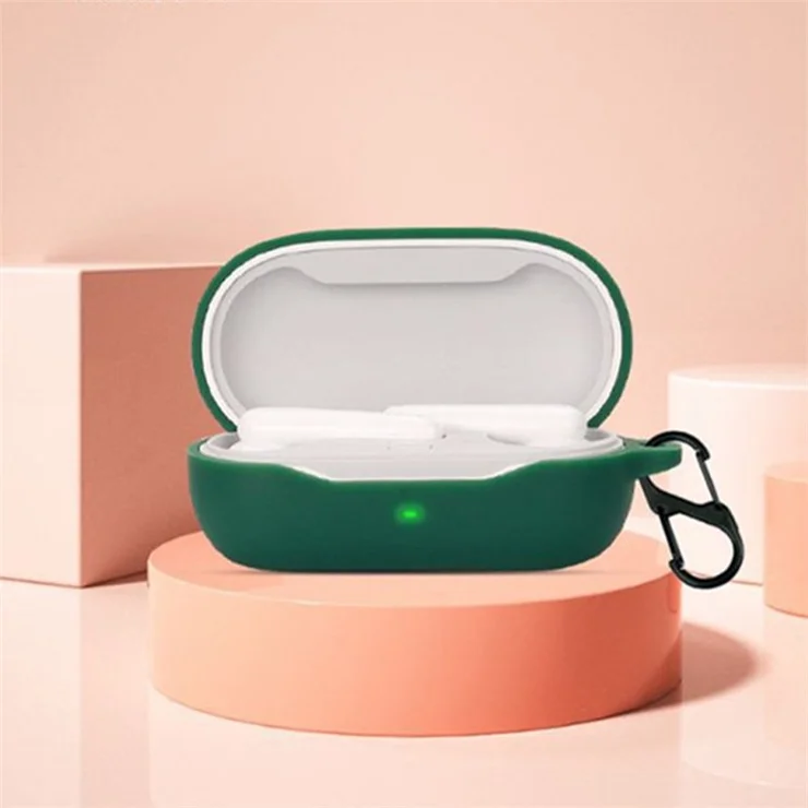 Drop Protection Case for Huawei FreeBuds SE Earphone Charging Box, Silicone Soft Cover with Carrying Buckle - Matcha Green
