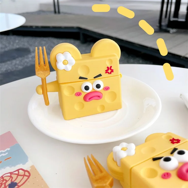 For Apple AirPods Pro Earphone Silicone Case Funny Cheese Design Bluetooth-compatible Earbuds Protective Cover