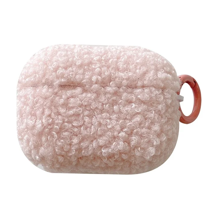 Fluff + TPU Cover for Apple AirPods Pro Charging Case Cover Bluetooth-compatible Headset Protector with Buckle - Pink