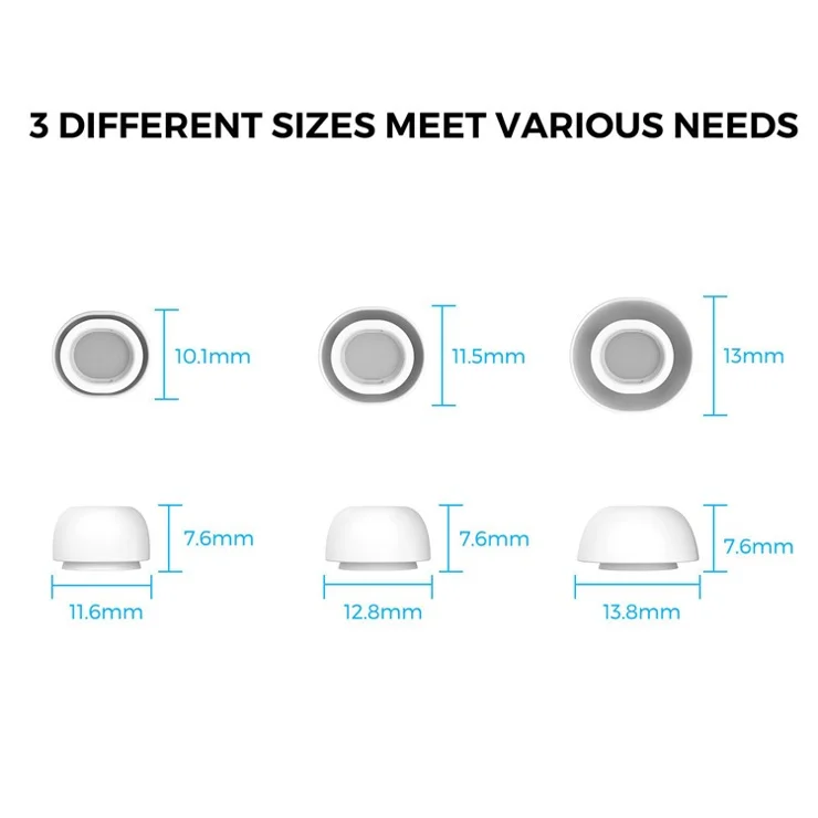AHASTYLE WG86 2 Pairs for Apple AirPods Pro 2 / AirPods Pro Silicone Ear Caps Earphone Eartips Soft In-Ear Earplugs Cover - S/White