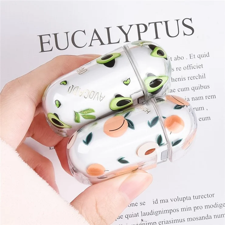 For Apple AirPods Pro (Gen 2) (USB-C) / Pro 2 Hard PC Earbud Case Lacquered Fruit Flower Pattern Bluetooth-compatible Earphone Protective Cover - Style A