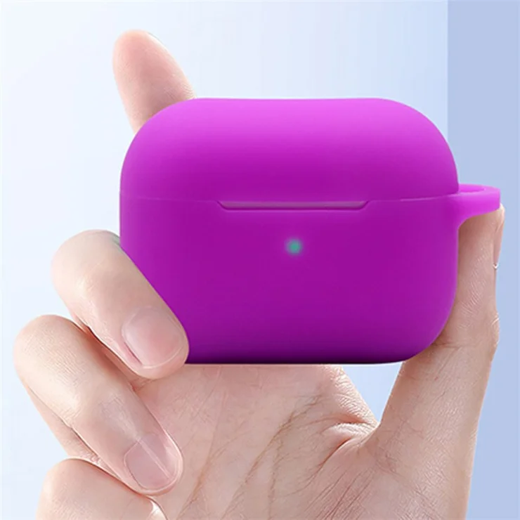For Apple AirPods Pro 2 Earphone Silicone Case Bluetooth-compatible Earbud Charging Box Anti-drop Cover with Hand Strap and Carabiner - Red