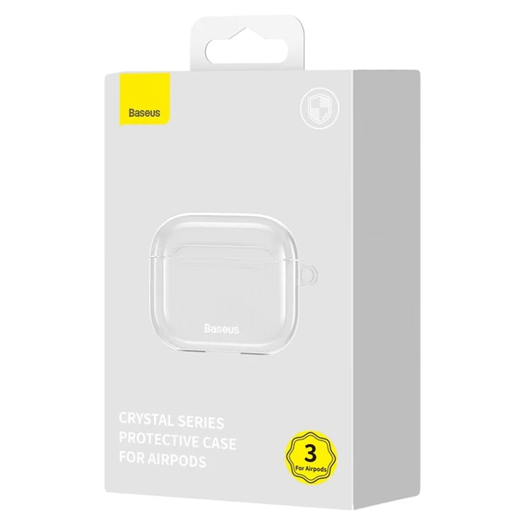 BASEUS Crystal Series TPU Earphone Case for Apple AirPods 3, Transparent Non-yellowing Shockproof Earbud Cover