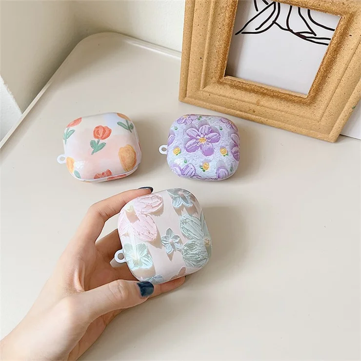 For Beats Fit Pro Glossy Hard PC Protective Case Bluetooth-compatible Earphone Anti-dust Anti-drop Cover - Flower