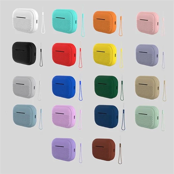 For Apple AirPods Pro 2 Radio Style Bluetooth-compatible Earphone Protective Case Anti-scratch Earbud Cover with Lanyard - Grey
