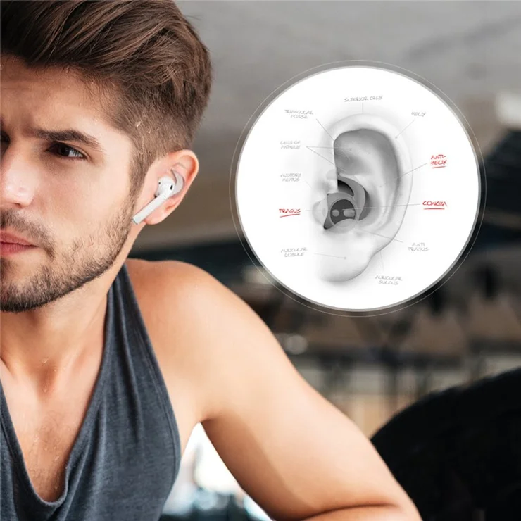 AHASTYLE PT40 for Apple AirPods with Charging Case (2016) / (2019) / AirPods with Wireless Charging Case (2019) 2 Pairs Earphone Caps Silicone Earbud Eartips Covers, Size: S + L - Black