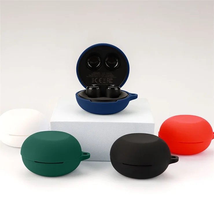 Dust-proof Wireless Bluetooth-compatible Earphones Case for Oraimo Airbuds 3, Soft Silicone Cover with Anti-lost Buckle - Black