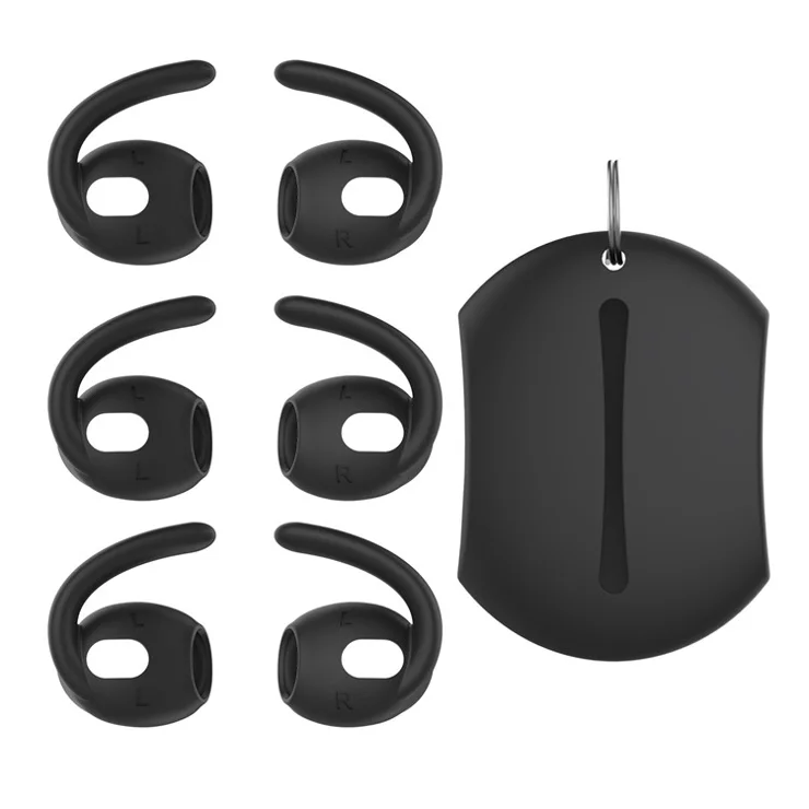 AHASTYLE PT60-3 3 Pairs L Size Earphone Tips for Apple AirPods 3, Anti-slip Earbuds Cover Soft Silicone Anti-lost Earhook Eartips - Black