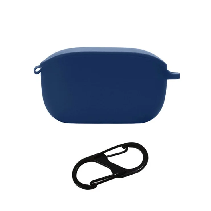 For JBL WAVE 100TWS Portable Bluetooth-compatible Earphone Silicone Case Earbud Protective Cover with Anti-loss Buckle - Dark Blue