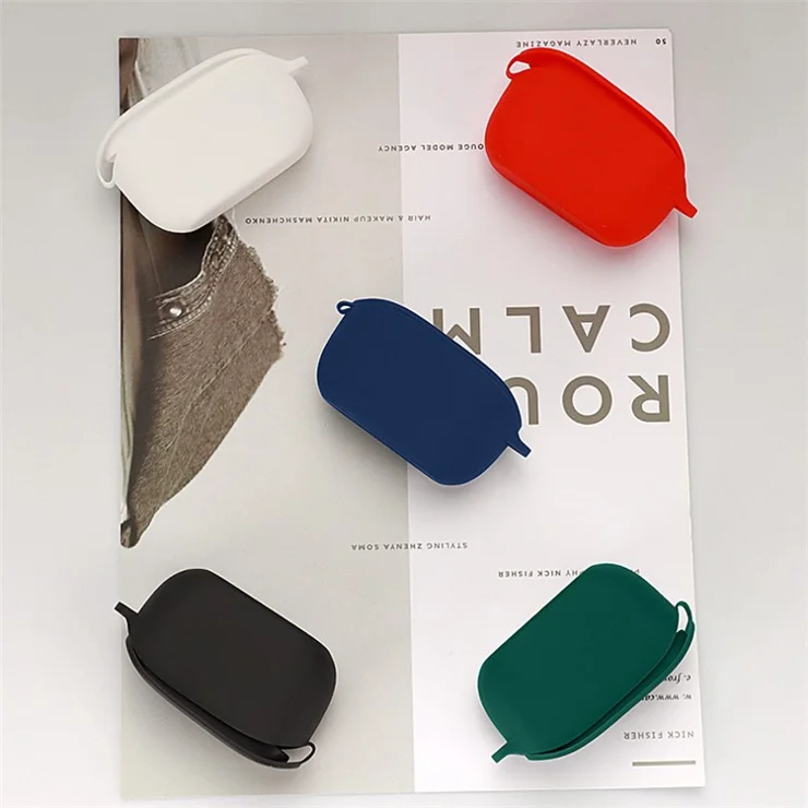 For JBL WAVE 100TWS Portable Bluetooth-compatible Earphone Silicone Case Earbud Protective Cover with Anti-loss Buckle - Dark Blue