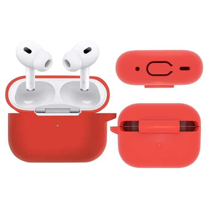 8 in 1 Portable Storage Bag Set for AirPods Pro 2 Silicone Case with Strap / Neck Strap / Cleaning Brush - Red