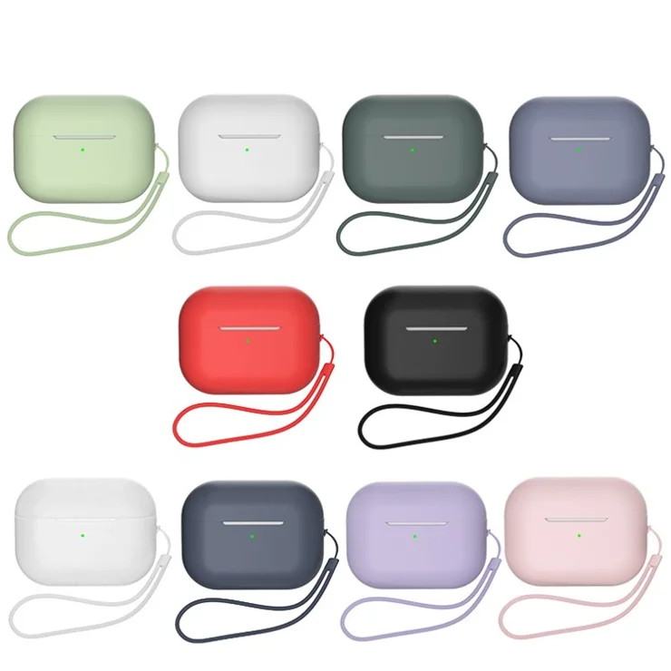 Shockproof Case for AirPods Pro 2 / Pro Silicone Case Bluetooth-compatible Headset Cover with Strap - Midnight Blue