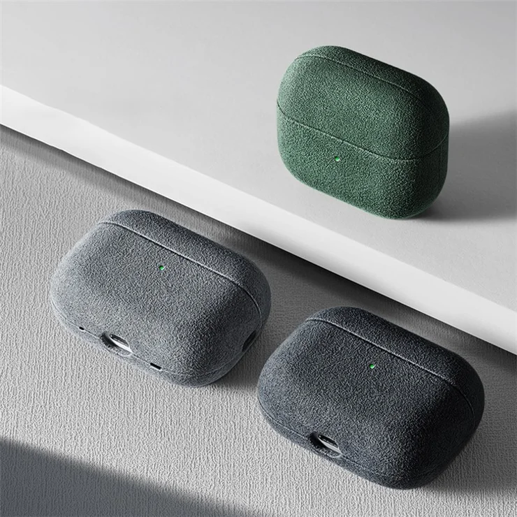 Shockproof Case for Apple AirPods Pro Suede Leather Case Bluetooth-compatible Headset Cover - Dark Grey