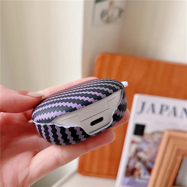 Hard PC Case for Xiaomi Redmi Buds 4 Youth Edition Dual Color Carbon Fiber Texture Protective Cover - Purple / Blue
