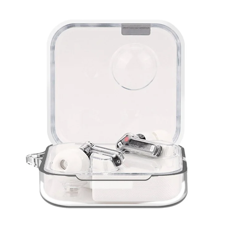 For Nothing Ear (2) Silicone Cover Wireless Bluetooth-compatible Earphone Dust-proof Case with Anti-lost Buckle - Transparent