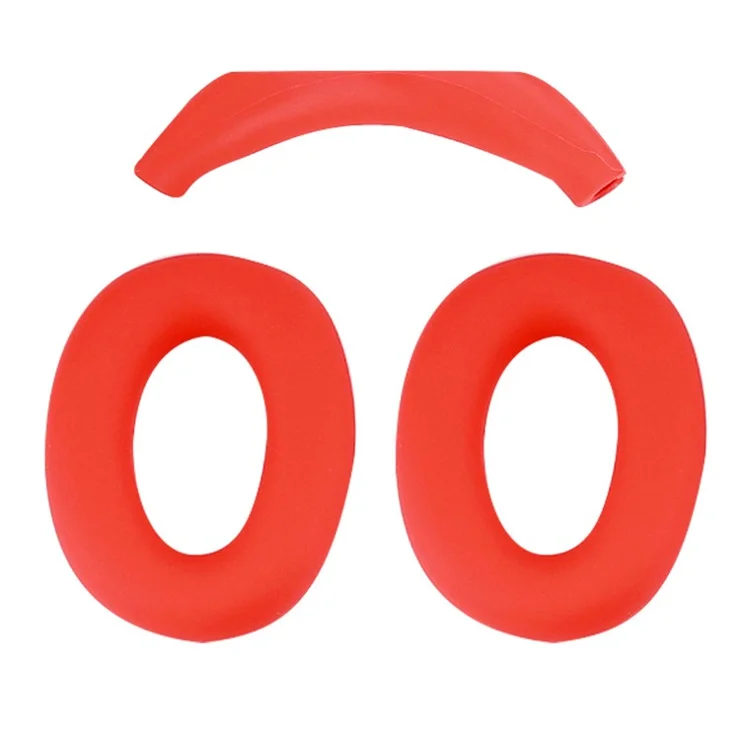 1 Pair Silicone Earpad Case with 1 Head Beam Cover for Sony WH-CH720N Headphone - Red