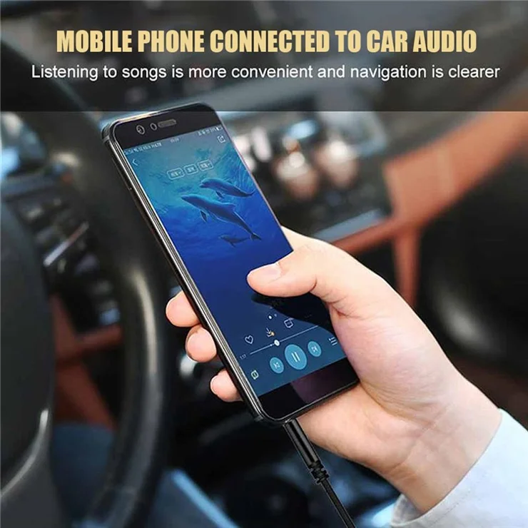 1.2m Earphone Cable Audio Extension Cable Jack 3.5mm to 3.5mm Male to Male Aux Cable Cord with Sliding Volume Control Mic - Black