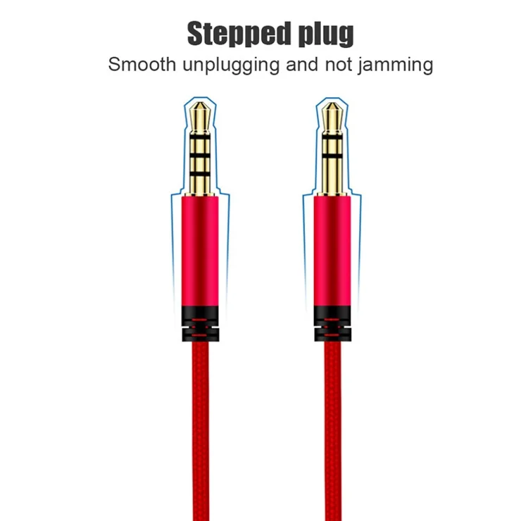 1.2m Earphone Cable Audio Extension Cable Jack 3.5mm to 3.5mm Male to Male Aux Cable Cord with Sliding Volume Control Mic - Gold