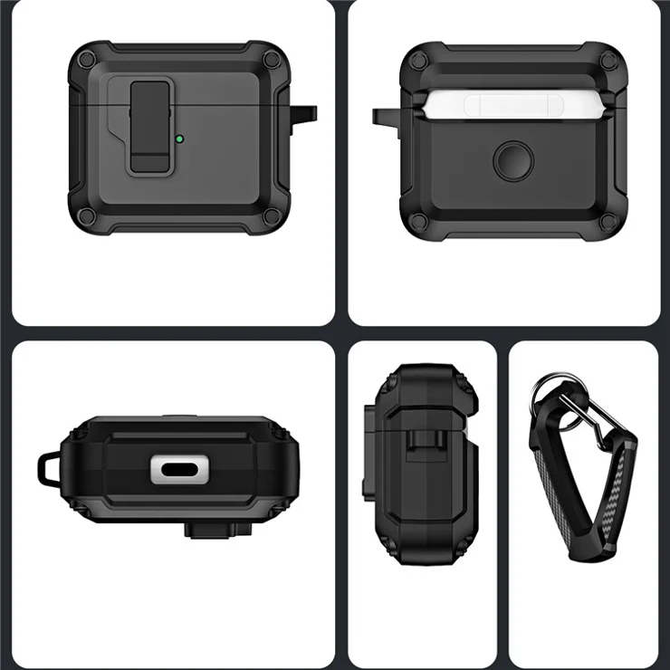 Anti-Drop TPU+PC Case for Apple AirPods 3 Bluetooth-compatible Headset Charging Case Cover with Buckle - Yellow