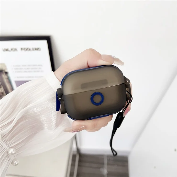 Leica Series Soft TPU Earphones Cover Protector for AirPods Pro 2 Dual Color Bluetooth-compatible Earbuds Case with Strap - Blue