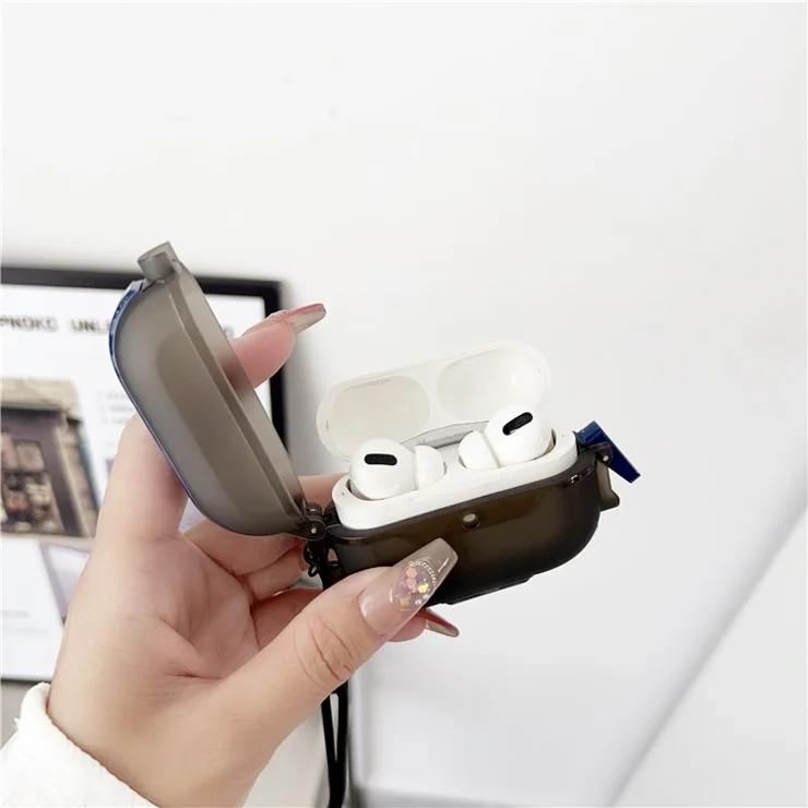 Leica Series Soft TPU Earphones Cover Protector for AirPods Pro 2 Dual Color Bluetooth-compatible Earbuds Case with Strap - Blue