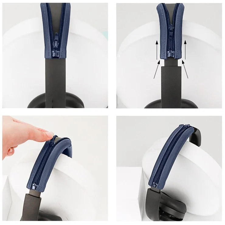 For Sony WH-XB910N Headphone Head Beam Cover Headband Soft Silicone Protective Sleeve - Dark Blue