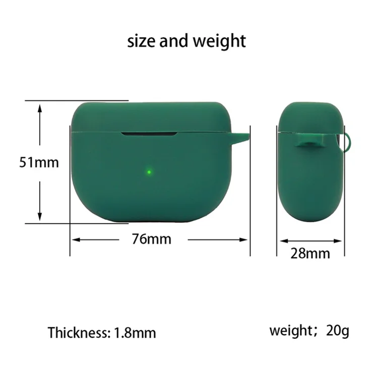 For Jabra Elite 8 Active Anti-drop Earphone Case Soft Silicone Cover with Hanging Buckle - Blackish Green