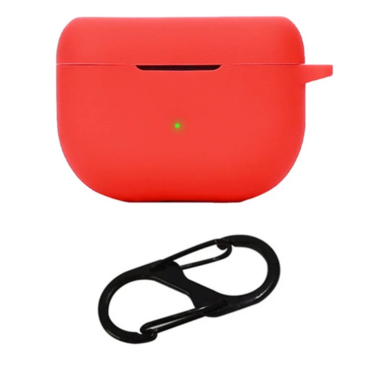 For Jabra Elite 10 2023 Silicone Case Bluetooth-compatible Earphone Sleeve Headphone Charging Bin Cover with Buckle - Red