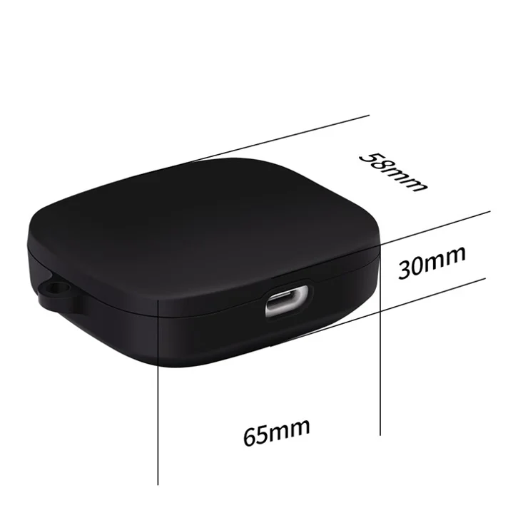 Anti-Scratch Sleeve for Xiaomi Redmi Buds 5 Bluetooth-compatible Earphone Cover Charging Bin Silicone Case with Buckle - Black