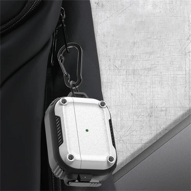Earphone Case for AirPods Pro 2 PC+TPU Bluetooth-compatible Earbud Cover with Hanging Buckle - Army Green