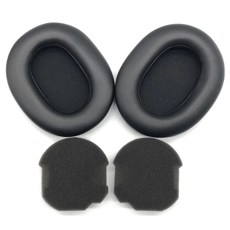 1 Pair Earpads for Sony WH-1000XM5 Protein Leather + Memory Foam Headphone Ear Cushions - Black