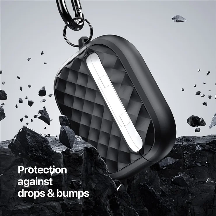 DUX DUCIS PECC Series Earbuds Box Case for Apple AirPods Pro 2 TPU+PC Earphone Cover with Carabiner - Purple+Black