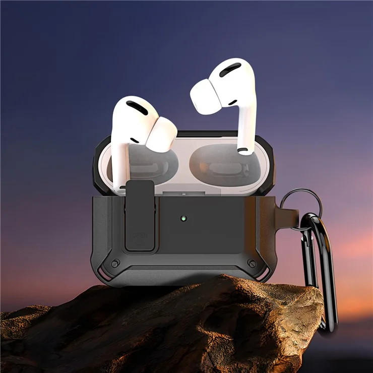 DUX DUCIS PECO Series for Apple AirPods 3 Earbuds Case Full Drop Protection Cover with Keychain - Black+Red